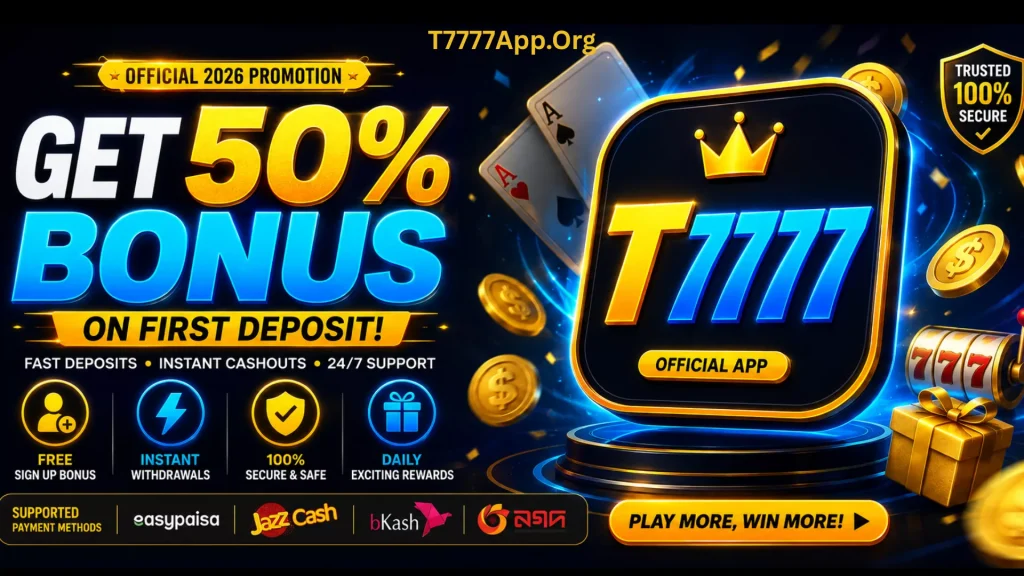 T7777 Game Official App in Pakistan and Bangladesh to play exciting games and win real money